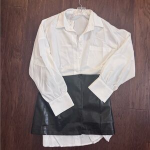 White Blouse and Black Skirt Set